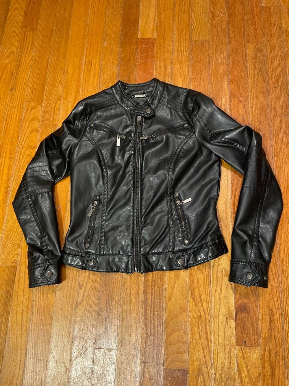 J2 Black Faux Leather Moto Jacket Womens Size S